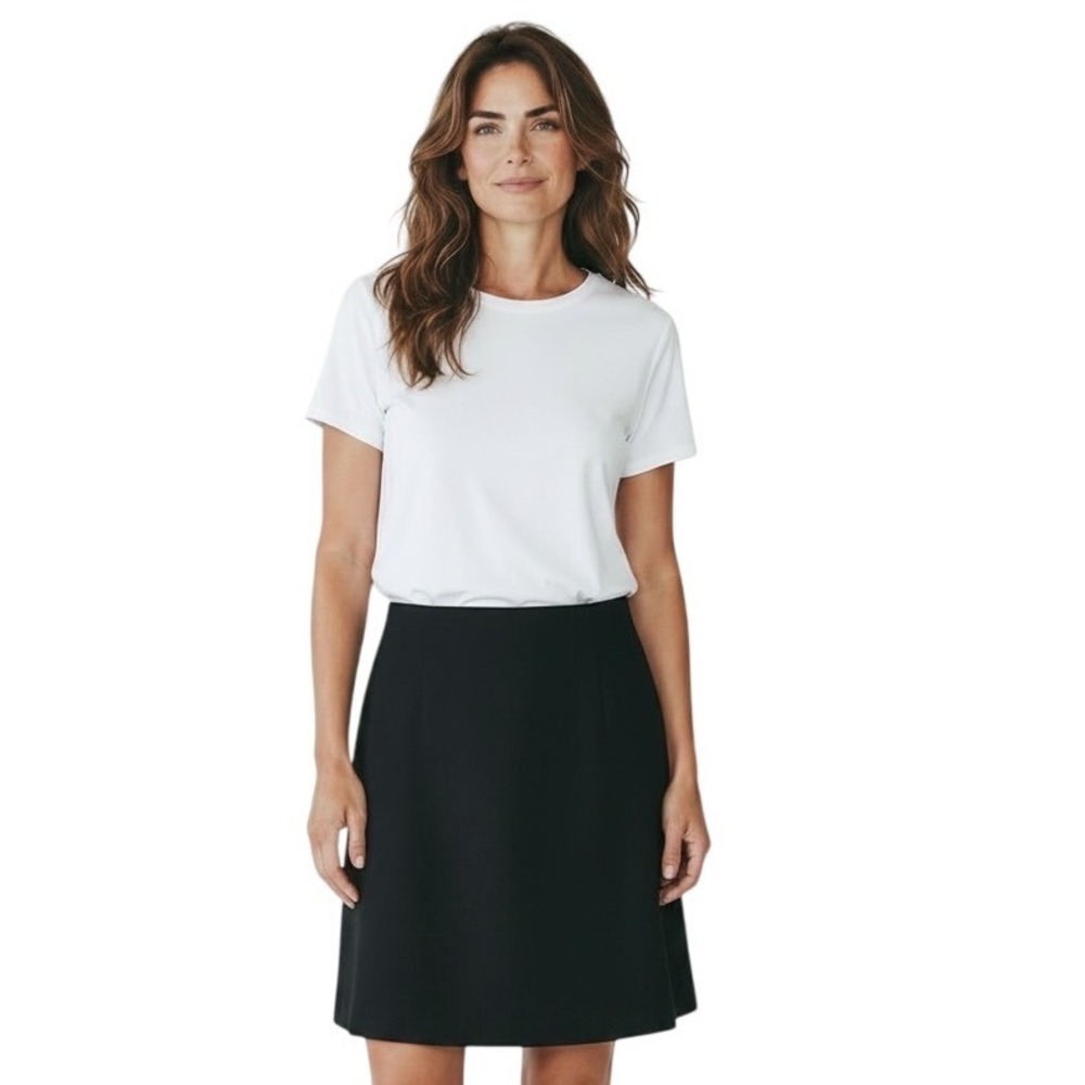 Everlane Womens Black Cotton Stretch Mini Skirt Side Zip Back Vent 10 Office